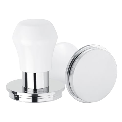 Normcore 49mm Mini Coffee Tamper V4.1, Spring-Loaded with Click Feedback, Compatible with Rok Espresso Makers and La Pavoni Machines, White
