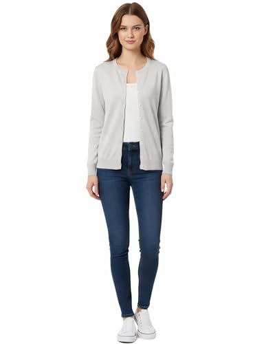 Image of Allsense Women's Long-Sleeve Crewneck Cardigan | Classic Button Down Sweater, Soft Fine Knit, Lightweight