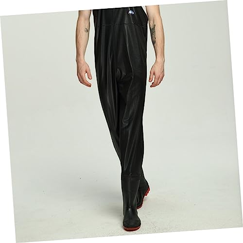 Pantalones de pesca transpirables POPETPOP con botas altas y diseño camuflaje negro para vadeador 5