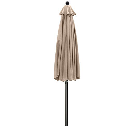 Image of ABCCANOPY 7.5ft Scalloped Patio Umbrella, Outdoor Table Umbrella with Tilt and Crank, Fiberglass Ribs Deck Umbrella for Patio, Pool, Garden, Picnic (Khaki)