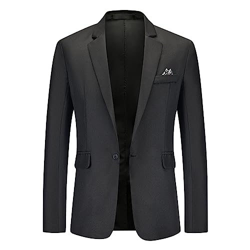 Men Lightweight Blazer Jacket Casual Sport Coat One Button Stretch Classic Suit Jacket Formal Business Coat