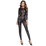 Body de charol de mono wetlook de mujer sexy sin cuerpo de brazo traje de mono de una pieza catsuit clubwear en slim fit, trajes atractivos y geniales.