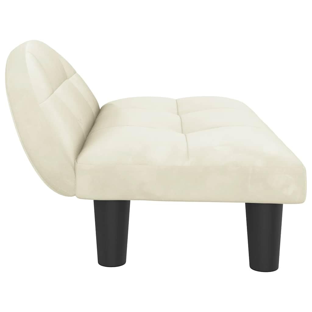 Cama para perros suave de terciopelo con espuma para el salón, cómoda cama para perros crema, 70 x 52 x 30 cm, con marco de madera maciza