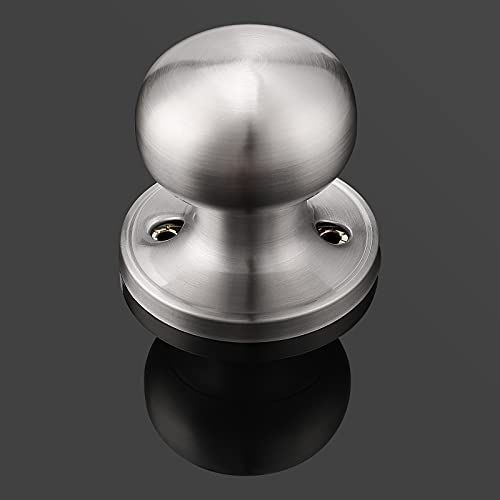 Gobekor 2 Pack Single Dummy Door Knobs Brushed Nickel Interior Dummy Knobs For French Doors Round Door Knobs Stainless Steel Door Pull #TOP1