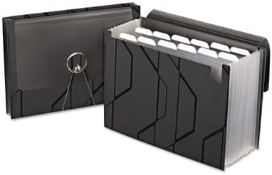 Sliding Cover Expanding File, 13 Pockets, Letter, Black, Sold as 1 Each