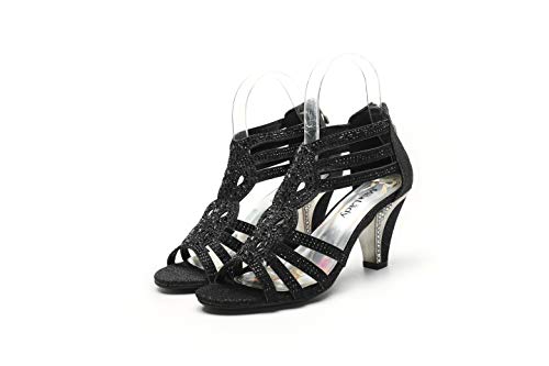 Mila Lady Women's Lexie Crystal Dress Sandals, Kimi25 Black 7