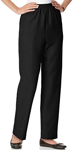 Alfred Dunner Petites' Pull-on Flat-Front Pants Black 16P Medium