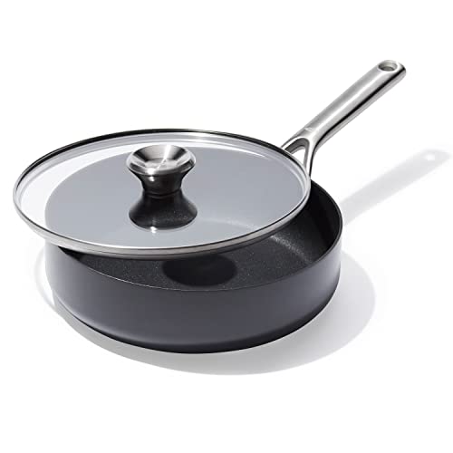OXO Professional 3QT Saute Pan Jumbo Cooker with Lid, Hard Anodized Ceramic Nonstick Cookware PFAS-Free, Stainless Steel, Induction Suitable, Diamond Reinforced Coating Dishwasher and Oven Safe, Black by OXO - Used condition - US$58.61