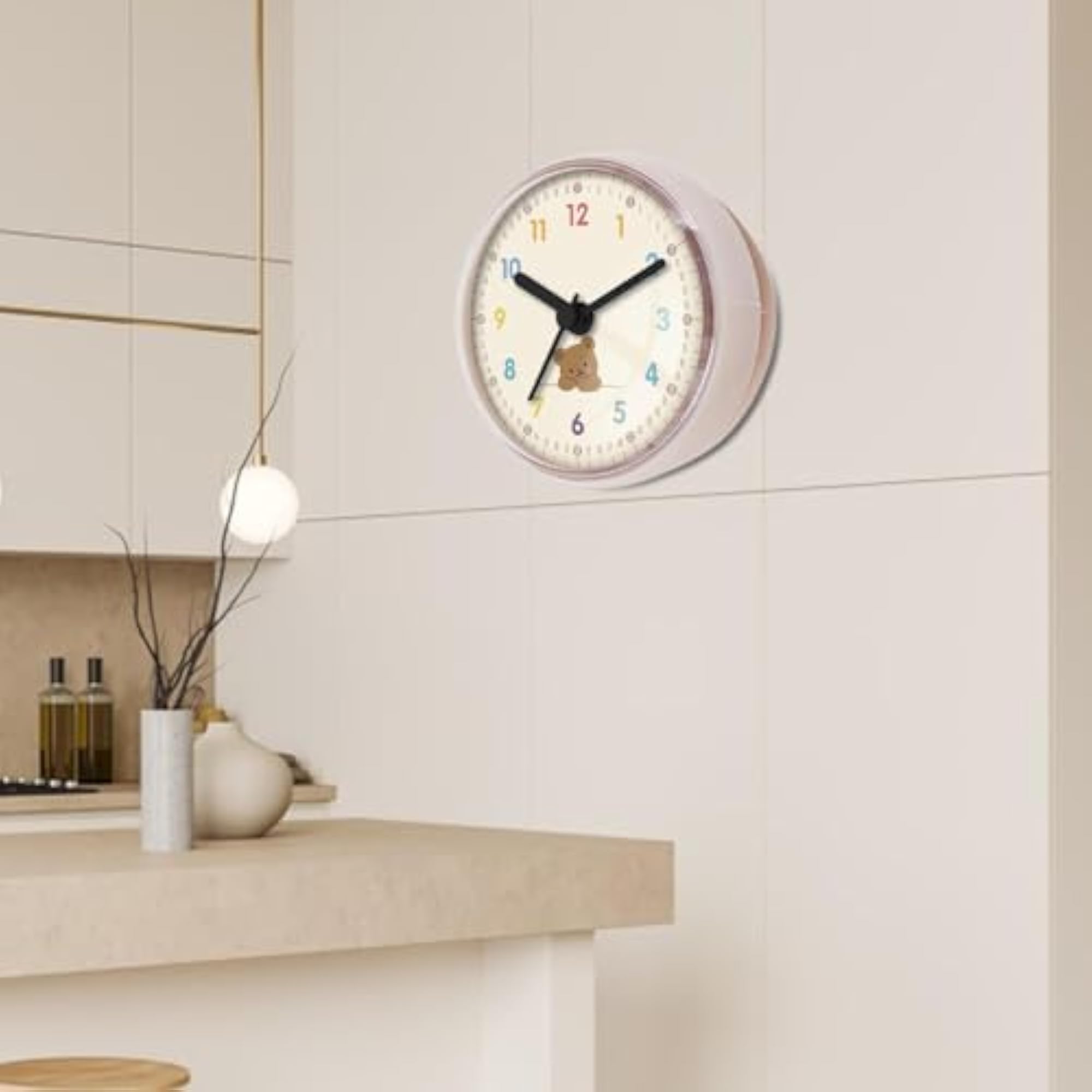 Compact Cartoon Bathroom Clock, Waterproof