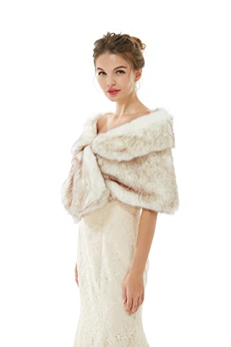 Women's Winter Warm Faux Fur Shrugs Stole Coats,Bridal Wedding Shawls Bridesmaids Wraps Cover up