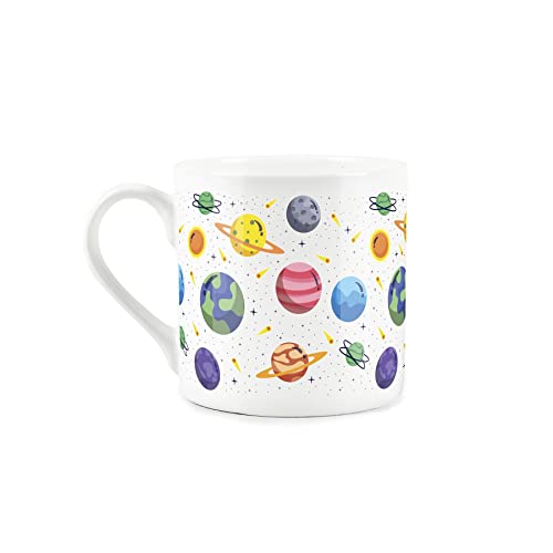 Purely Home Space Planets Mug - Colourful Bone China Tea/Coffee Science & Astrology Present Gift, White