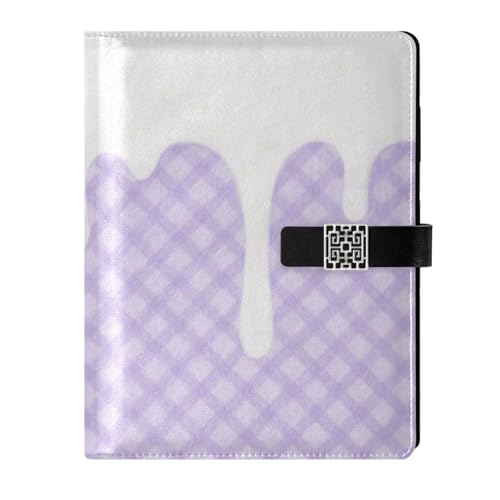Carnet à spirales violet 16,7 x 23,2 cm avec couverture en cuir