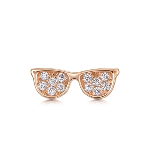 AMDXD Pendientes de mujer de oro rosa de 18 quilates 750, forma de gafas de moissanita, sin níquel, corte brillante, au750 oro rosa, pendientes para mujer
