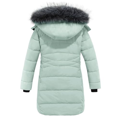 Image of wantdo Girls Winter Coats Long Puffer Jackets Fleece Lined Removable Hood