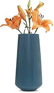 Irtyif Flower Vases, Modern Vase Geometric, Handmade Vases, Nordic Flower Arrangement Container Imitation Glaze Vase, Durable Modern Decoration Vase Living Room Office Decoration Blue (Plastic)