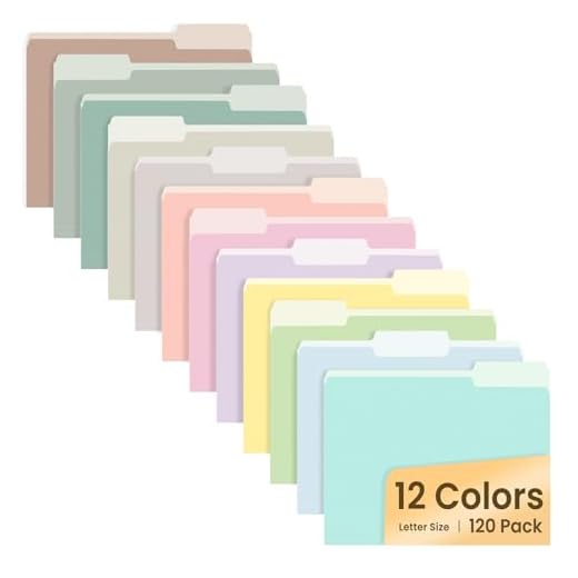 SUNEE File Folders, 120 Pack Manilla Folders 8.5 x 11, 12 Colors Folder Office Organization Home School Folders for Documents Files Paper