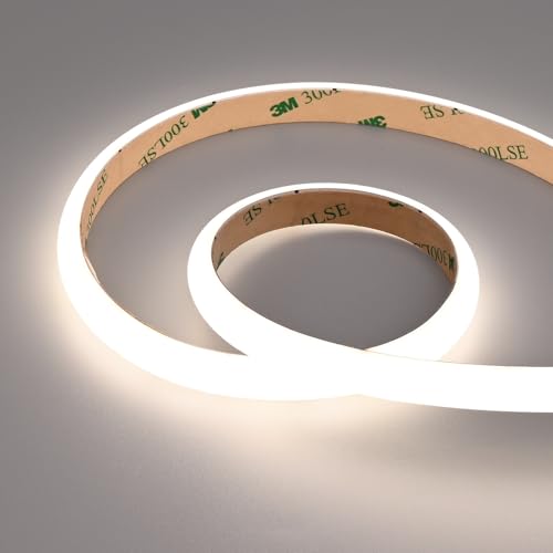 JOYLIT Waterproof LED Light Strip Diffused 4000K, UL PRO+ 16.4FT 24V Tape Lights 1006 LM/FT, CRI 90+, Invisible LEDs, Continuous Glow, 6MM Height Bright Natural White Neon Rope Light Task Lighting
