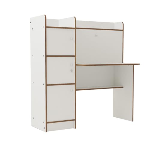 Image of Amazon Brand - Solimo Phoenix Engineered Wood Study Table with Storage (White, 3-Door)