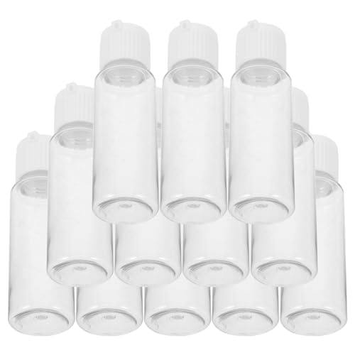 EPIGEIST 20 Piezas Botellas de Plástico Transparentes para Viaje Envases Rellenables para Cosméticos Dispensadores de Loción con Tapa Abatible para Aceites Champú y Cremas
