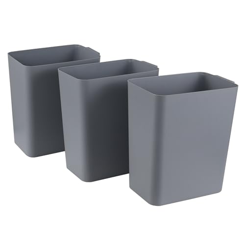 3 Canecas de basura abiertas de plástico 4.5 gal miniatura 2