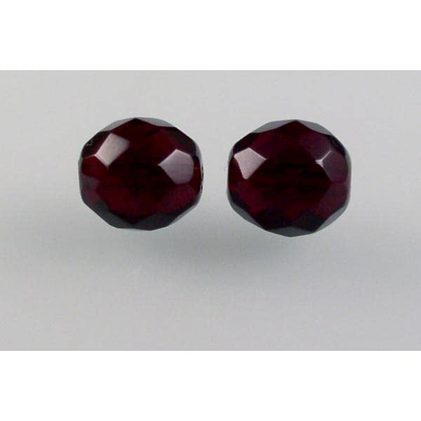 150 Stück feuerpolierte facettierte Perlen, rund, 10 mm, transparent rot (90100), Bohemia Kristallglas, Tschechien 15119001