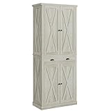 IRONCK Kitchen Pantry Storage Cabinet 83.9' H, with Barn Doors, Drawer, 4 Adjustable Shelves, Freestanding Cupboard for Dining Room Living Room, Laundry, Rustic Maple