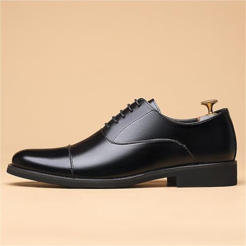 Mens Leather Dress Shoes Pointed Toe Oxford Shoes British Style Business Casual Shoes Groom Wedding Shoes Formal Shoes Men Cowhide Shoes(Black,8)2