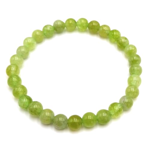Bracelet "Soutien et détente" Péridot en Pierres Naturelles Qualité AAA | Perles rondes 6 mm | fil élastique | Cristaux de Lithothérapie | Création artisanale (Péridot)