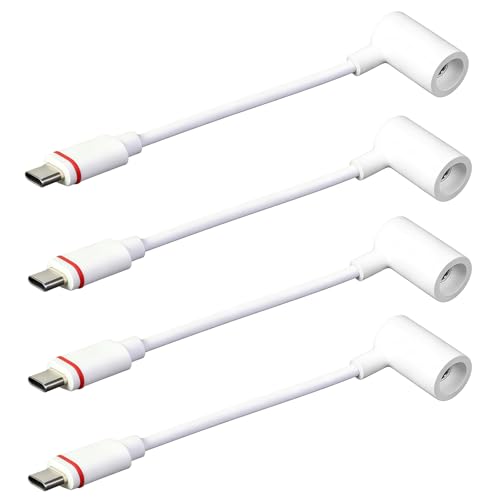 4-Pack White Barrel Plug to USB-C Adapter Compatible with Ring Solar Panel & USB-C Cameras Compatible with Spotlight Cam Pro Stick Up Cam Pro Spotlight Cam Plus Battery/Solar Plug Security Cameras