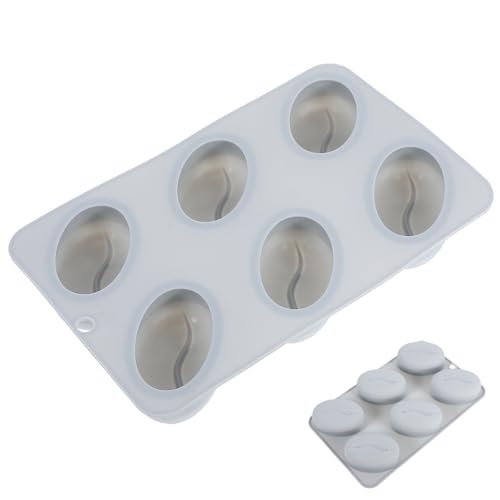 BESPORTBLE Molde de Silicona para Repostería y Mousse, 6 Cavidades Forma de Grano de Café, Antiadherente y Resistente, Indicado para Hacer Chocolates, Gelatinas y Jabones Artesanales