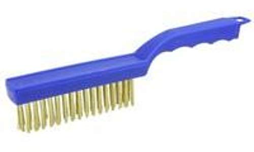 Image of Weiler 73218 Hand Wire Scratch Brush, .012 Brass Wire Fill, Plastic Handle, Made in The USA (Pack of 12)