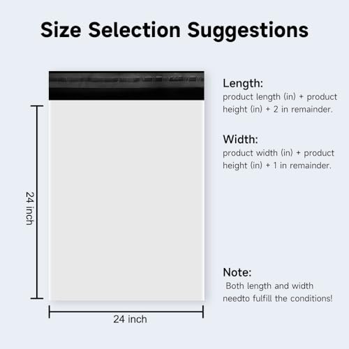 Image of White Poly Mailers 24x24 Inch, 50 Pack | Self-seal shipping bags with secure adhesive; for online sellers, coats, bedding, blankets, and daily orders