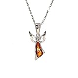 Gesamtgewicht 1,6g Artisana-Schmuck Bernstein Anhänger (ohne Kette), kleiner Anhänger Engel mit Bernstein, gefasst in 925/000 Sterling Silber rhodiniert