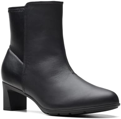 Clarks Women's Neiley Jane Ankle Boot, Black Leather, 10 | Image 3