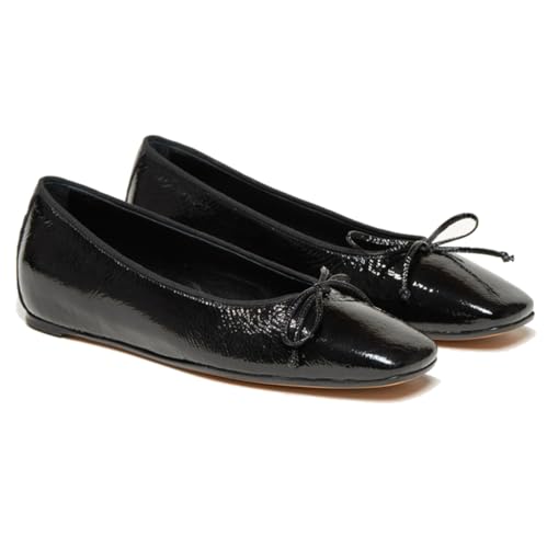 Women Square Toe Flats Shoes with Bows Slip On Ballet Flats Hidden Wedge Heel Dress Shoes Matte Patent Metallic Flat Shoes Arch Support Bow-Knot Office Ladies Work Flats Club Driver 4-11 M US3