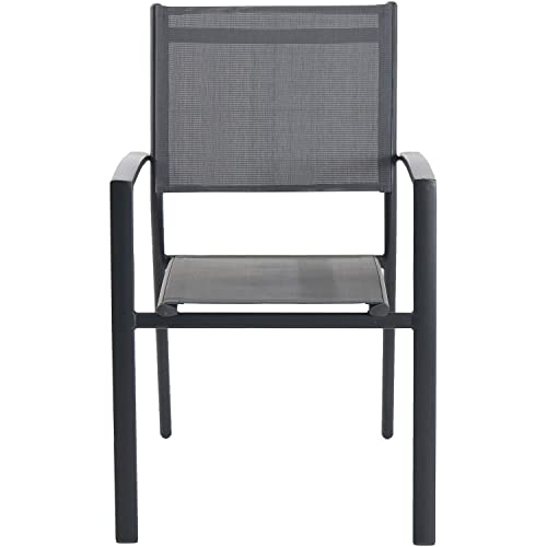 Hanover Grey Cambridge Nova 9-Piece Dining Set With Extra Large Expandable Table | 8 Sling-Back Stackable Chairs | Modern Outdoor Furniture | Premium Weather-Resistant Aluminum Frames #TOP6