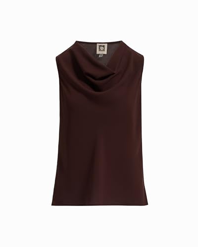 Anne Klein Women's Sleeveless Cowl Neck Crepe Blouse Dark Chocolate