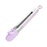 Grillzangen, 25.5cm Lange Küchenzangen mit rutschfestem Gummigriff, Aufhänge-Ösen...