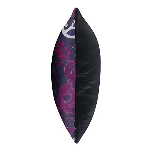 Image of Cazimo Decorative Satin Floral Digital Printed Zipper Cushion Cover for Living Room, Sofa Bed & Couch, Size: 16 x 16 Inches, Purple, Set of 2 Pcs