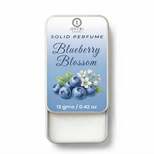 Image of Solid Perfume Blueberry Blossom | Alcohol Free Wax Perfume Balm, Long Lasting Pocket Fragrance Tin 12g, Non Greasy Smooth Glide, Travel Friendly | Men & Women | Touch Up