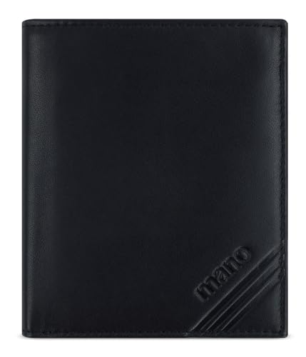 Mano Don Antonio RFID coin wallet black en cuir véritable de qualité supérieure