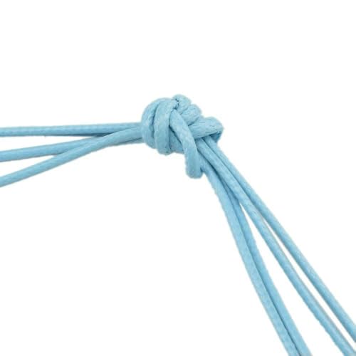 Lote de 10 m de cordón de Cuero sintético Encerado de 1,5 mm y 2,0 mm, Hilo de algodón para Pulseras, Suministros para bisutería, Color Azul Cielo, 2,0 mm.