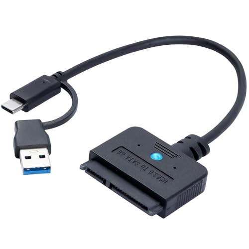 FARBOKO SATA USB Adapter f&uuml;r 2,5 Zoll SSD & HDD, 2-in-1 Type C/USB 3.0 zu SATA Adapter Kabel f&uuml;r SATAI/II/III SSD/HDD Festplatte