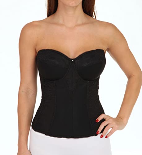 Women's Lace Longline Corset - Full Length Bridal Bra With Garters - Wht-40D White #TOP2