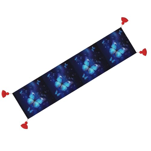 Chemin de table rustique bleu pour table basse ou repas - 3