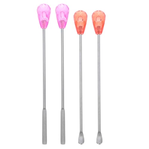 FONDOTIN Varillas Agitadoras de Acero Inoxidable 4 Piezas para Mezclar Pigmentos y de Cucharas Mezcladoras Multifuncionales para Maquillaje Permanente y Arte Reutilizable Color Aleatorio