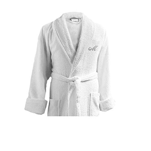 Luxor Linens Couple's Terry Cloth Bathrobe Egyptian Cotton Unisex/One Size Luxurious Soft Plush Elegant San Marco (Single Robe, Custom Monogram with Gift Packaging)