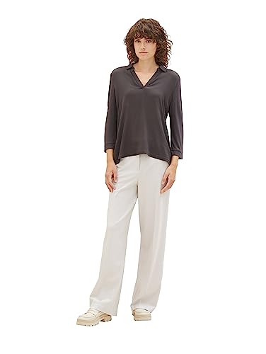 Camiseta polo de mezcla de materiales TOM TAILOR con cuello suave para mujer 6