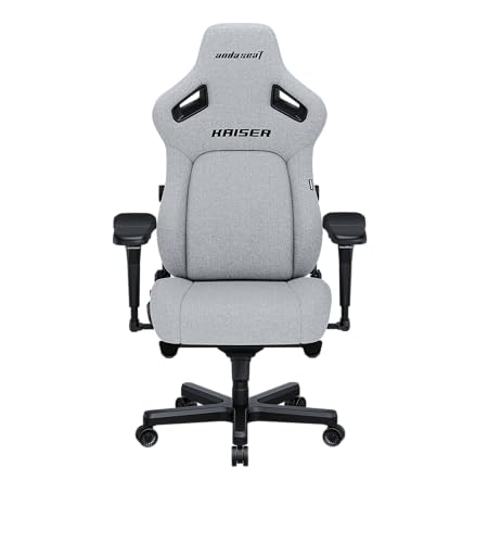 Andaseat Kaiser4 ファブリック 5Dアームレスト ポップアウト式内蔵型ランバーサポート マグネット式ヘッドレスト ゲーミングチェア 耐荷重150kg グレー 肉厚 人間工学 リクライニング ロッキング機能 座面広い 腰痛対策 布製 アンダシ