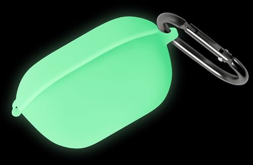 Geiomoo Silicone Case for JBL Vibe Buds 2, JBL Vibe Buds, Soft Flexible Scratch Resistant Protective Cover with Carabiner (Luminous Green)